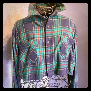 Cropped Flannel Shirt / Green / sz. XL